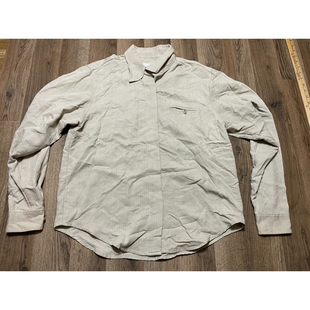 Christopher & Banks Shirt, Men's Size Large, Cream, Long Sleeve, Button Up